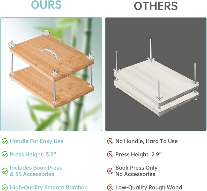 NiHome طقم تجليد الكتب 35 قطعة للمفكرات، خطط الدروس، تنظيم الوثائق - أدوات تجليد الكتب من الخيزران المدمجة، مستلزمات تجليد الكتب مع مقبض محمول للمبتدئين DIY - Image 3